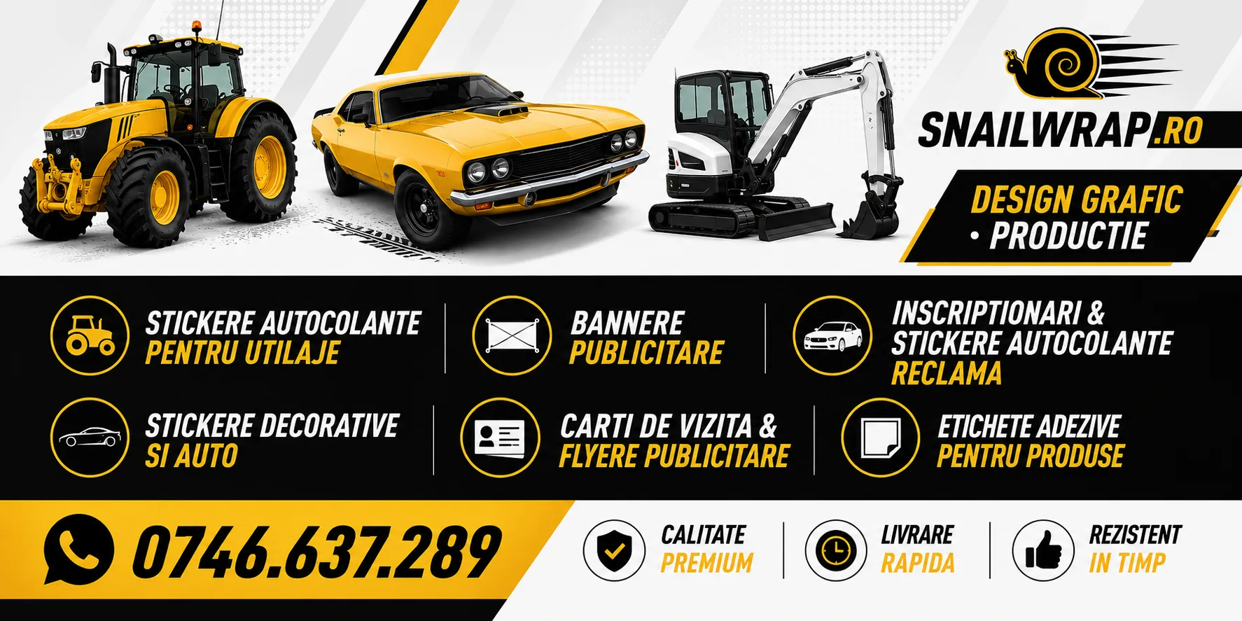 Stickere autocolante pentru utilaje industriale și agricole, bannere publicitare, inscripționări & stickere autocolante reclamă, stickere decorative și auto, cărți de vizită & flyere publicitare, etichete adezive pentru produse